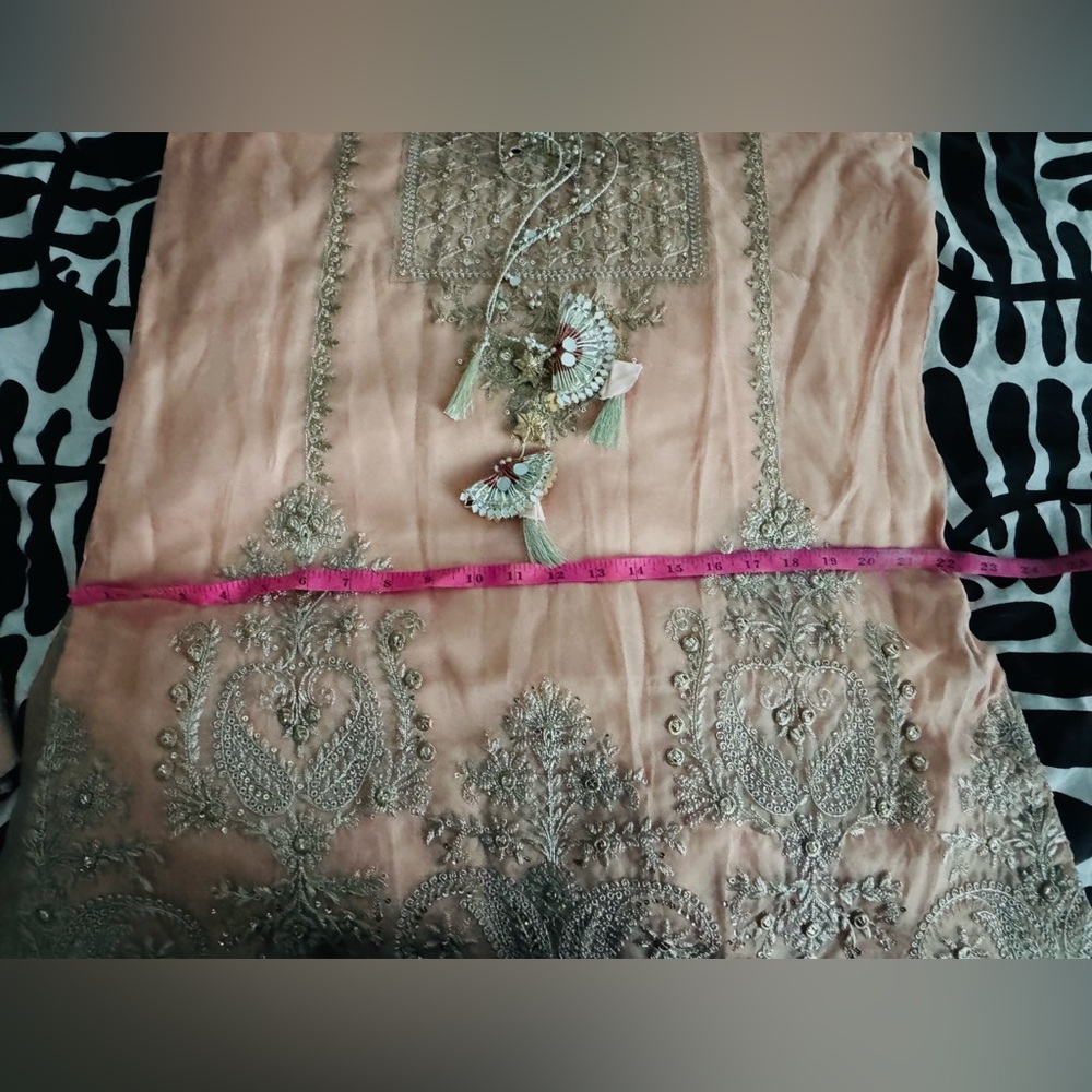 Sahara Peach and Gold Embroidered Kurta Set - Picture 12 of 12